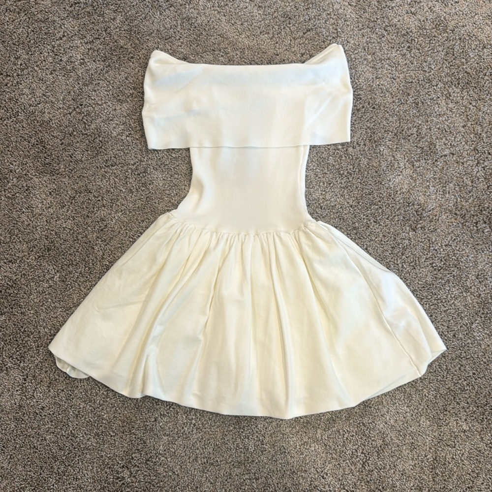 Meshki white mini off the shoulder Lydia dress NWT XS